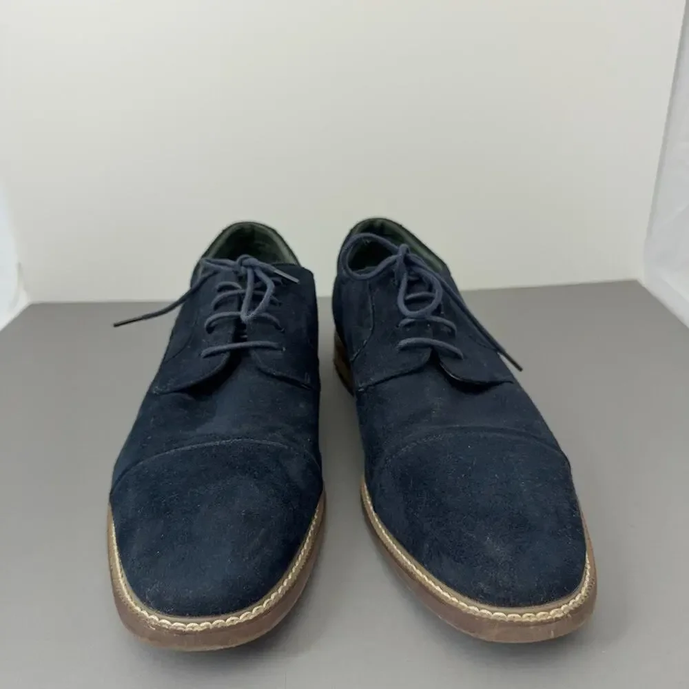 Todd Welsh Cap Toe Derby Shoes Mens 12 M Faux Suede Navy Blue B991367